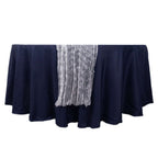 Sheer Crinkled Organza 9ft Table Runner White - Rustic Style Shimmer Chiffon Runner - Bell Racket Store