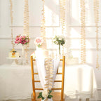 Taffeta Ribbon Sash with 4" Leaf Petal Design Champagne 50ft - Sophisticated Artificial Fabric Garland