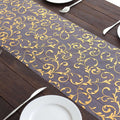Sheer Organza 12"x108" Table Runner Roll Metallic Gold Foil Embossed Floral Design - Stylish Event Decoration - Bell Racket Store