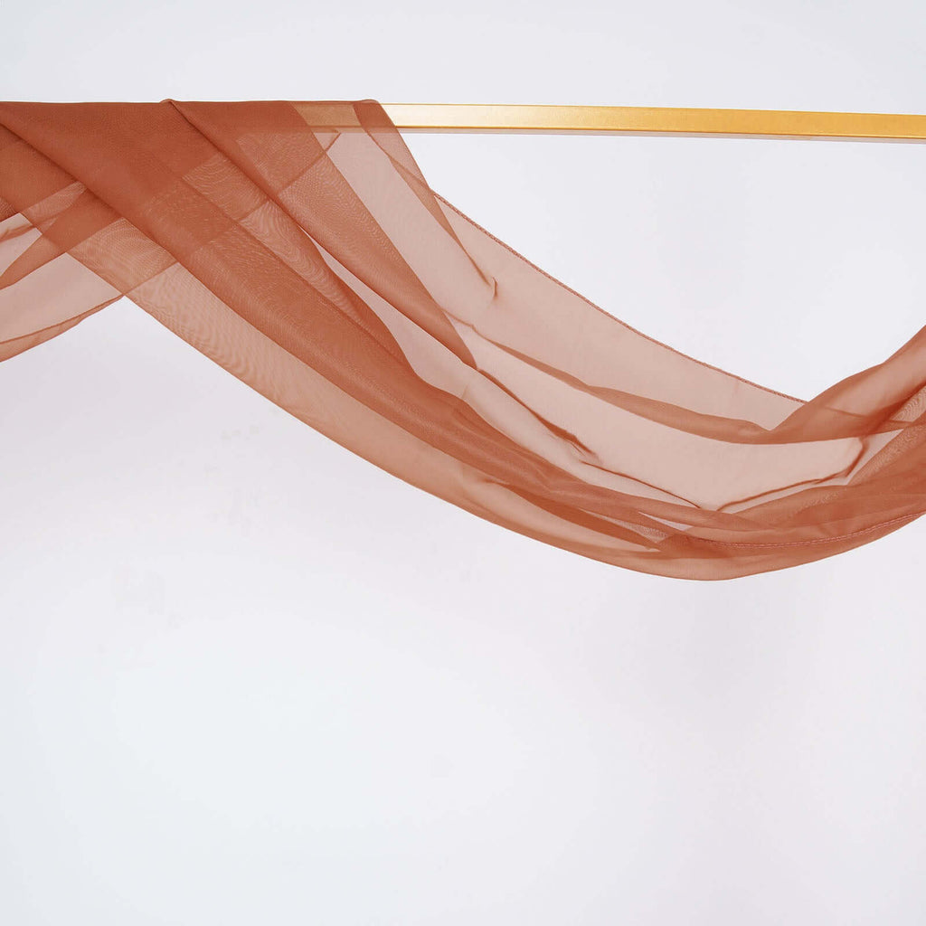 18ft Terracotta (Rust) Sheer Organza Wedding Arch Drapery Fabric, Window Scarf Valance
