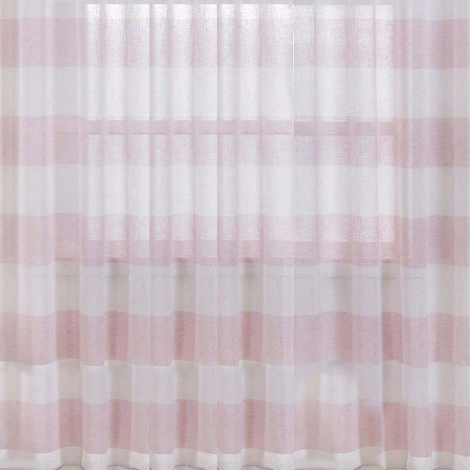 2 Pack White Blush Cabana Print Faux Linen Curtain Panels With Chrome Grommet - 52"x108"
