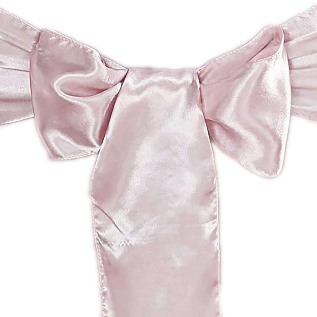 5 Pack Satin Chair Sashes Blush - Durable Chair Bows with Shiny Finish 6"x106"
