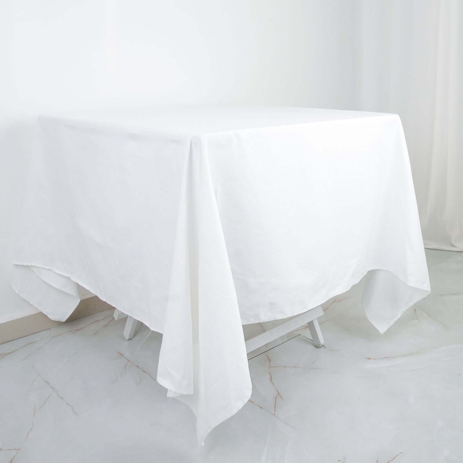 100% Cotton 70"x70" Square Tablecloth White Linen - Sophisticated, Soft & Breathable Fabric Table Cover