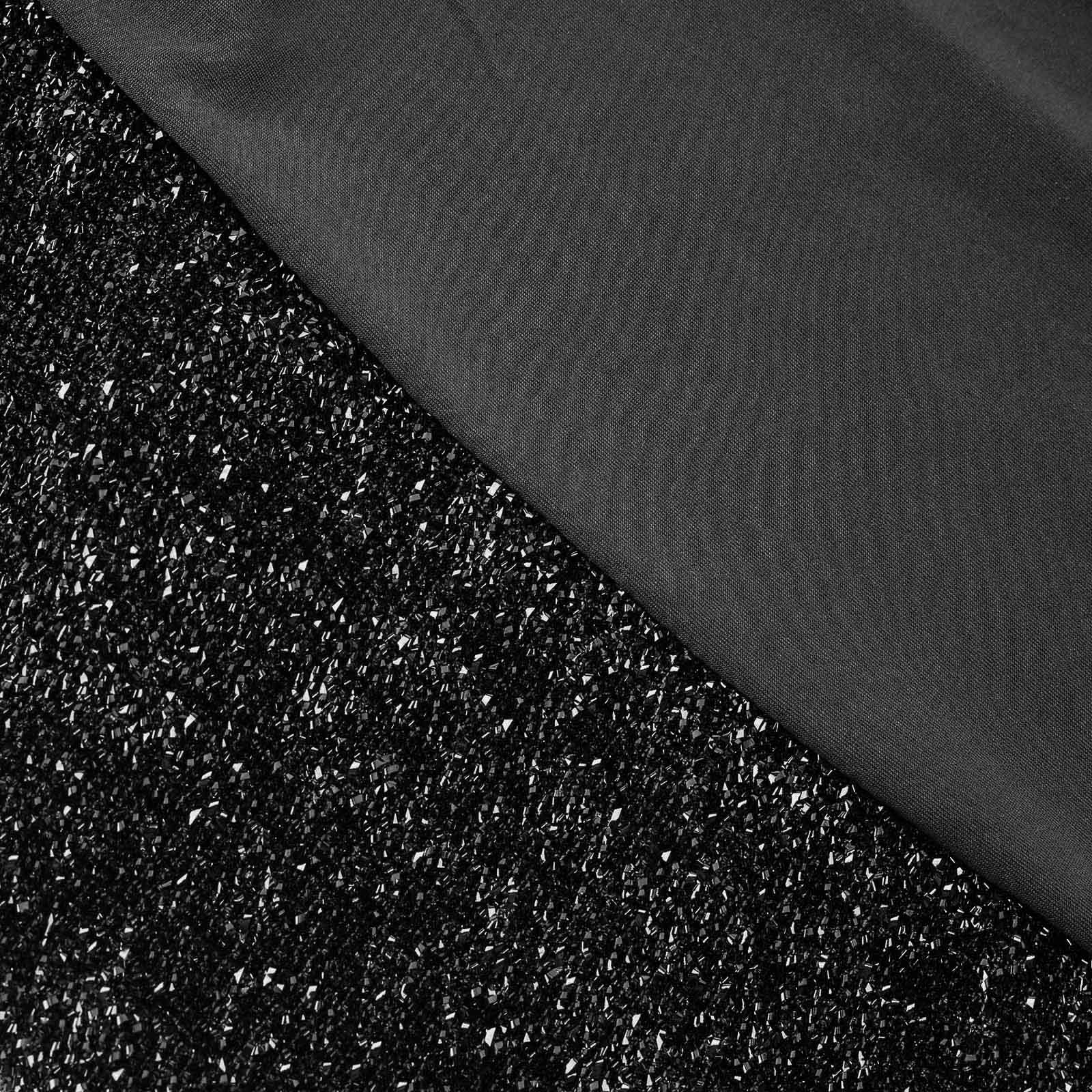 Spandex Chair Cover with Metallic Shimmer Tinsel Back for Banquet Chairs Black - Luxe Fitted Slipcover for Weddings & Parties