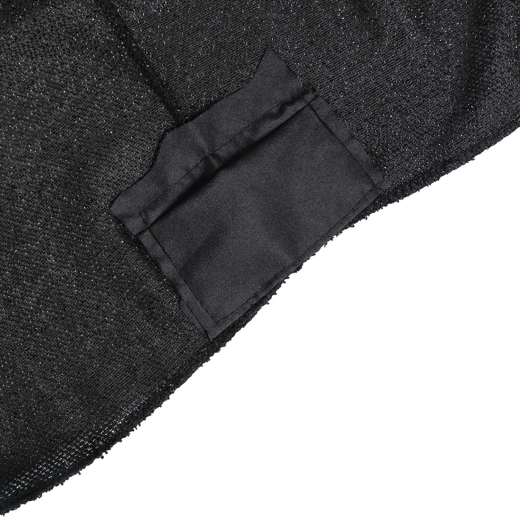 Shimmer Tinsel Spandex 72"x30" Rectangle Tablecloth Metallic Black Glittered Shiny Stretch Table Cover - Bell Racket Store