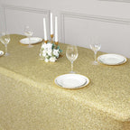 Shimmer Tinsel Spandex 72"x30" Rectangle Tablecloth Metallic Champagne Glittered Shiny Stretch Table Cover - Bell Racket Store