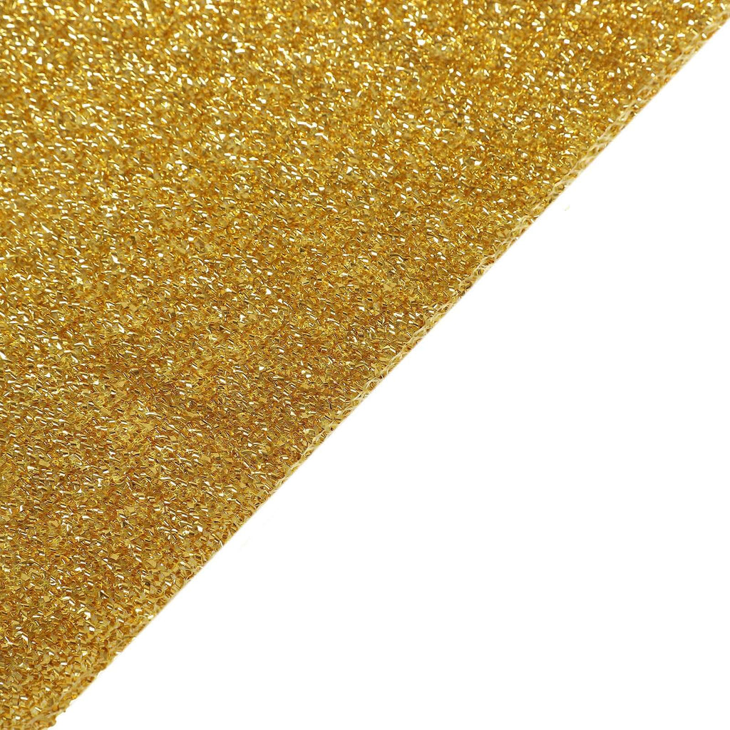Shimmer Tinsel Spandex 72"x30" Rectangle Tablecloth Metallic Gold Glittered Shiny Stretch Table Cover for Gleaming Event Decor - Bell Racket Store