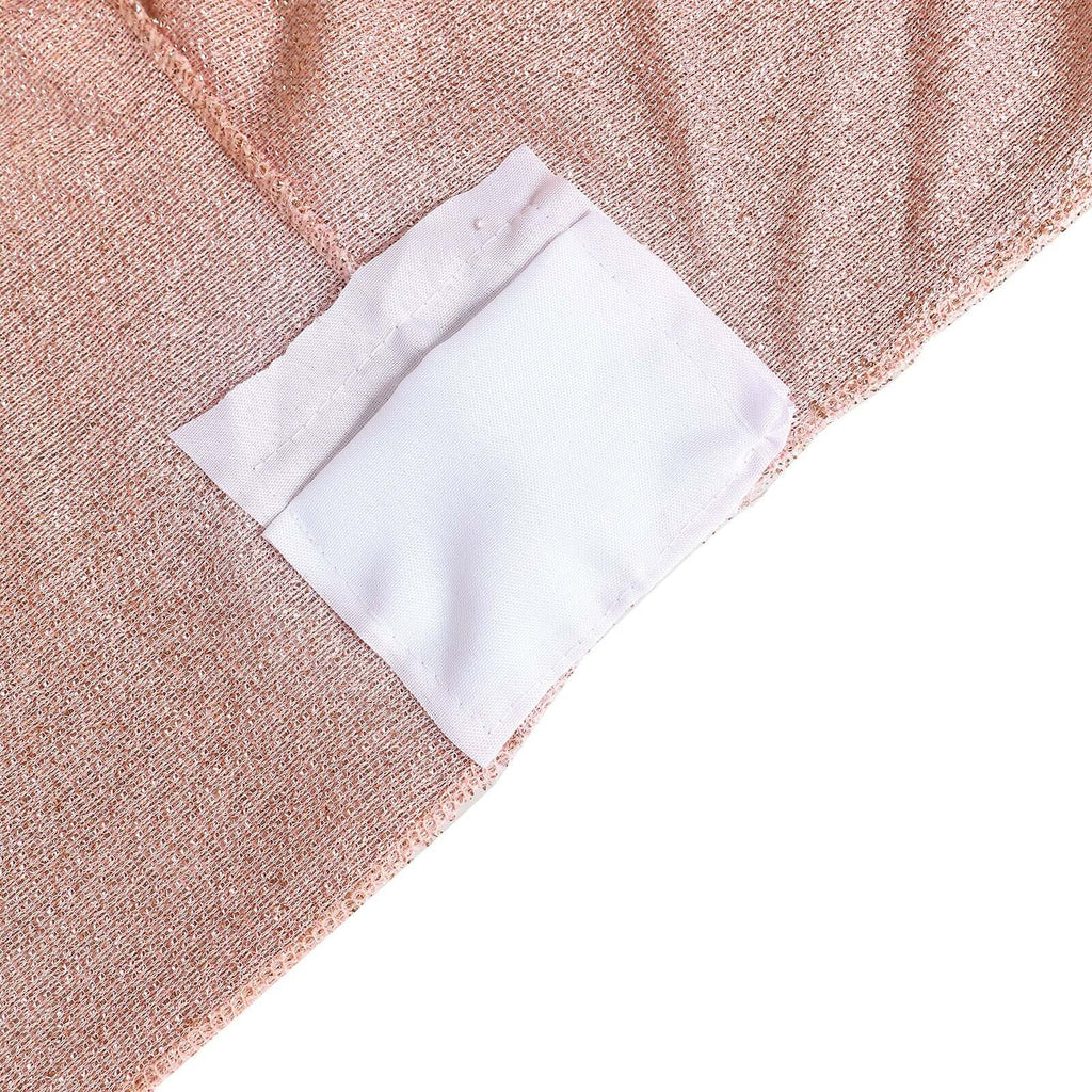 Shimmer Tinsel Spandex 72"x30" Rectangle Tablecloth Metallic Rose Gold Glittered Shiny Stretch Table Cover for Gleaming Event Decor - Bell Racket Store