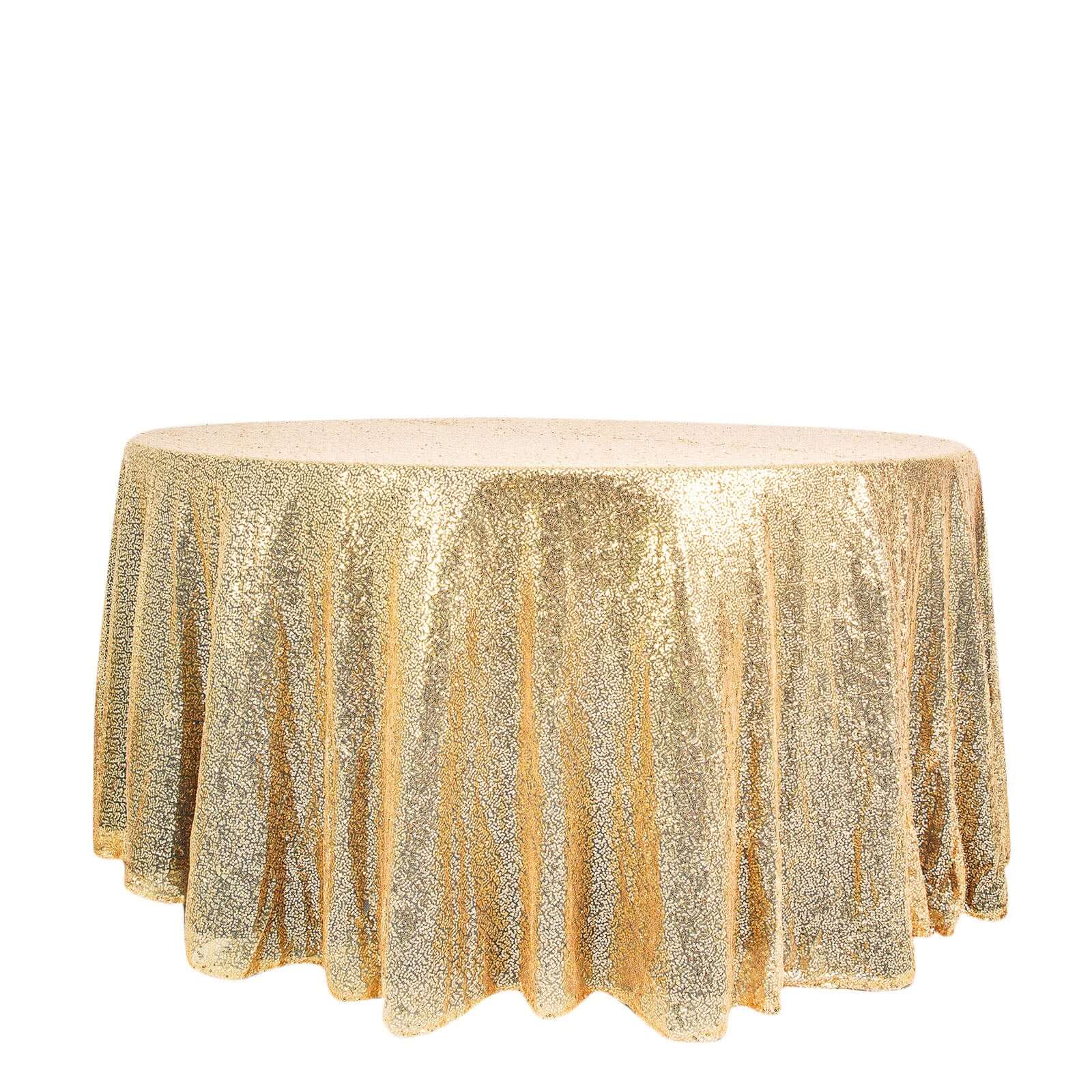 Sequin 120" Round Tablecloth Champagne - Seamless Glittering Table Cover