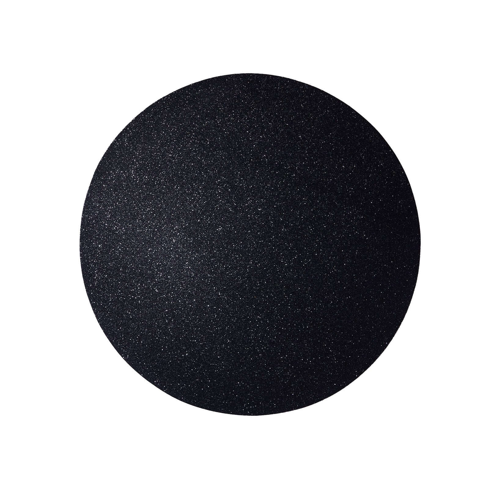 6-Pack Placemats Glitter Design Black Sparkle Round - Non-Slip Decorative Dining Table Mats 13"