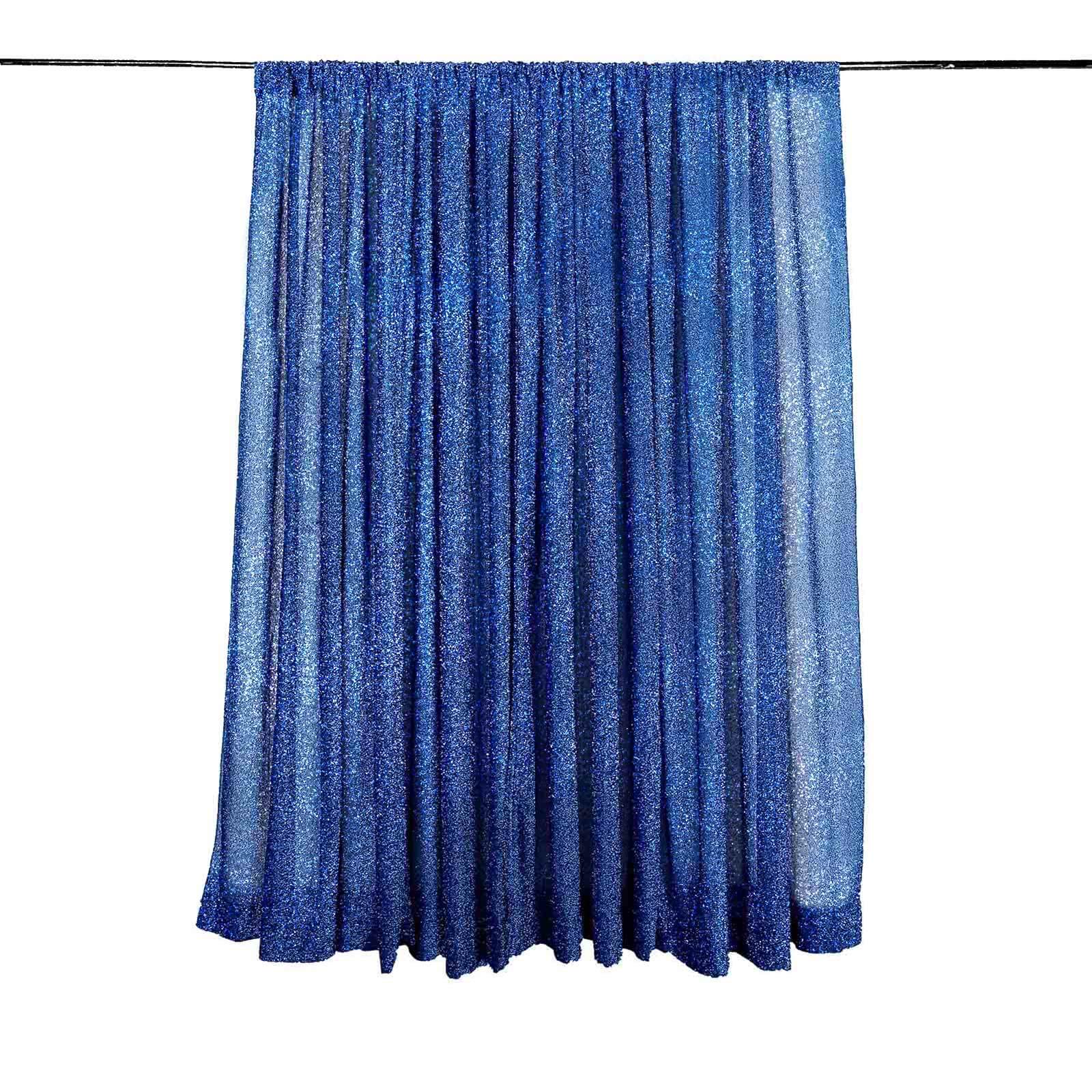20ftx10ft Royal Blue Metallic Shimmer Tinsel Event Curtain Drapes, Backdrop Event Panel