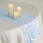 Big Payette Sequin 13"x108" Table Runner Iridescent Blue - Dazzling Design