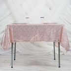 Sequin 60"x60" Table Overlay Square Tablecloth Blush - Luxe Wedding Table Topper