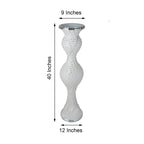 40" Magical Mermaid Style Mirror Mosaic and Pearl Studded Floor Vase