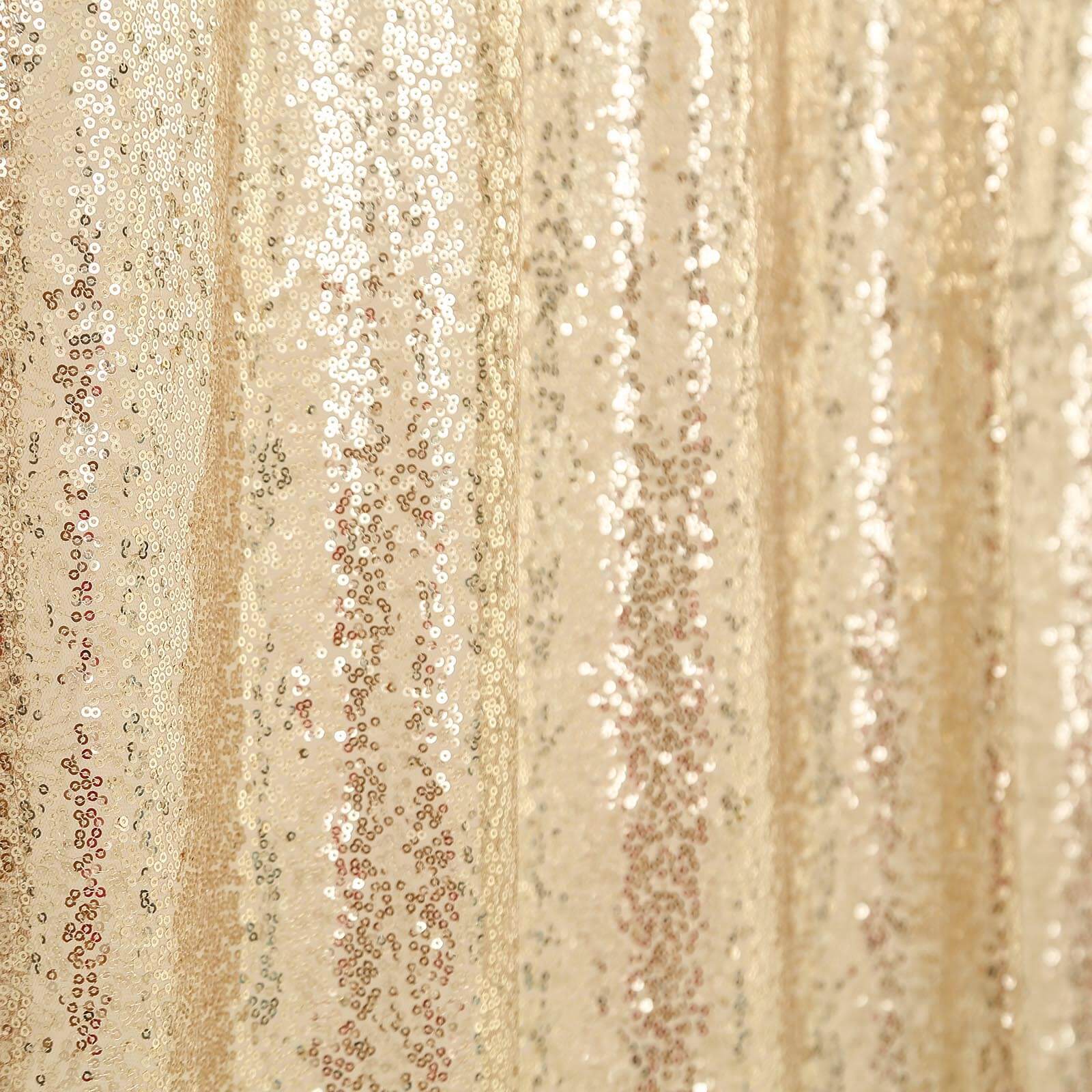 8ftx8ft Champagne Sequin Event Curtain Drapes, Backdrop Event Panel