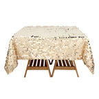 Sequin 72"x72" Table Overlay Square Tablecloth Champagne - Big Payette Table Cover