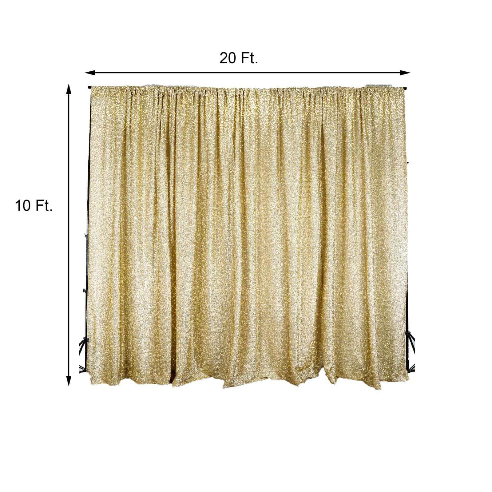 20ftx10ft Champagne Metallic Shimmer Tinsel Event Curtain Drapes, Backdrop Event Panel