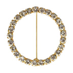 Rhinestone Chair Sash Band Buckle Gold 2" Circle Metal - Glittering Diamond Bow Pin for Chair Sashes & Wedding Decor