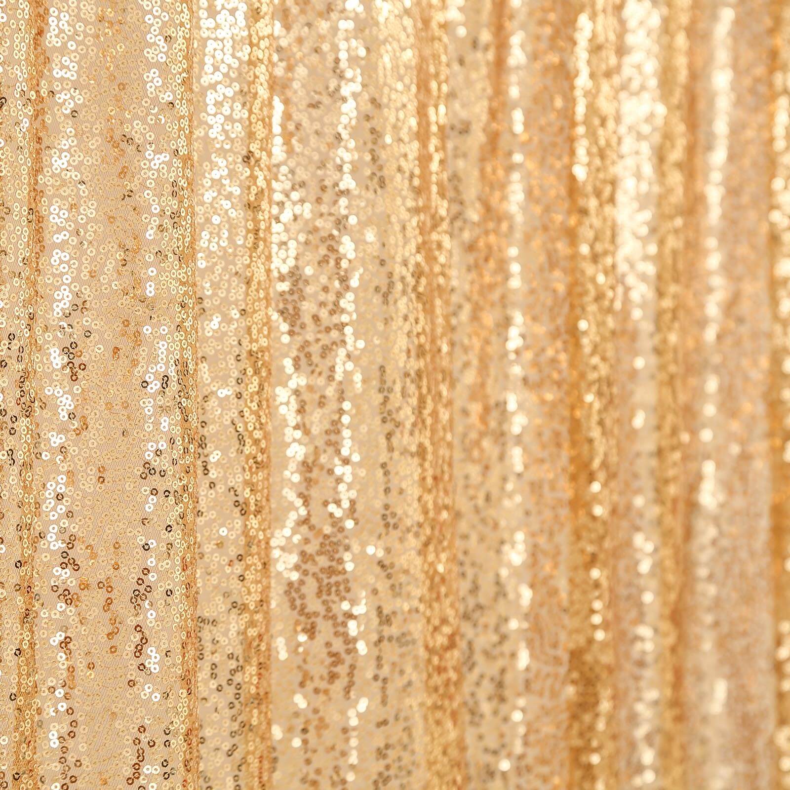 8ftx8ft Gold Sequin Event Curtain Drapes, Backdrop Event Panel
