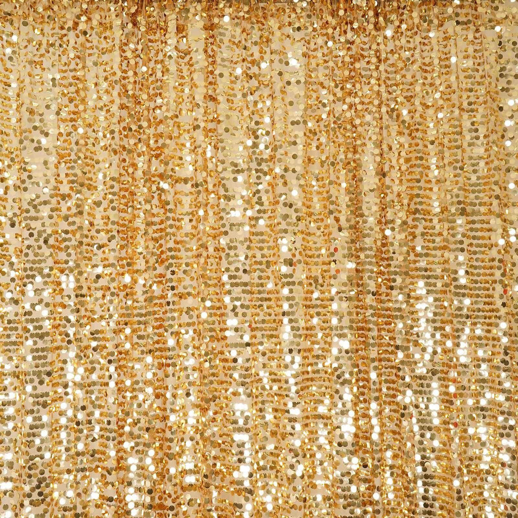 20ftx10ft Gold Big Payette Sequin Event Curtain Drapes, Backdrop Event Panel