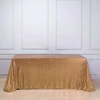 Sequin 90"x156" Rectangle Tablecloth Gold - Seamless Twinkling Design for Chic Celebrations