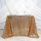 Sequin 90"x90" Table Overlay Square Tablecloth Gold - Sparkly Design for Stylish Celebrations