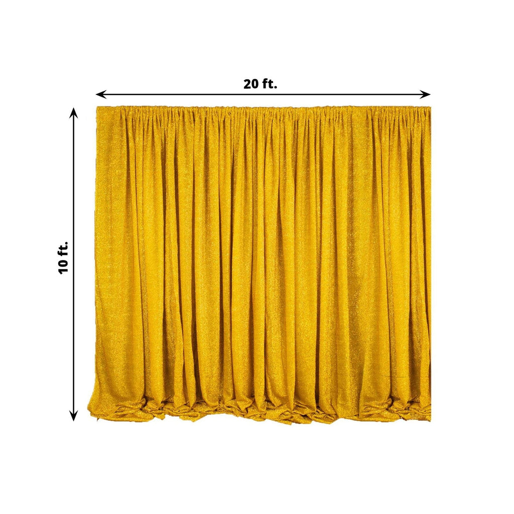 20ftx10ft Gold Metallic Shimmer Tinsel Event Curtain Drapes, Backdrop Event Panel