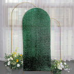 6ft Hunter Emerald Green Shimmer Tinsel Spandex Chiara Backdrop Stand Cover For Fitted Round Top Wedding Arch