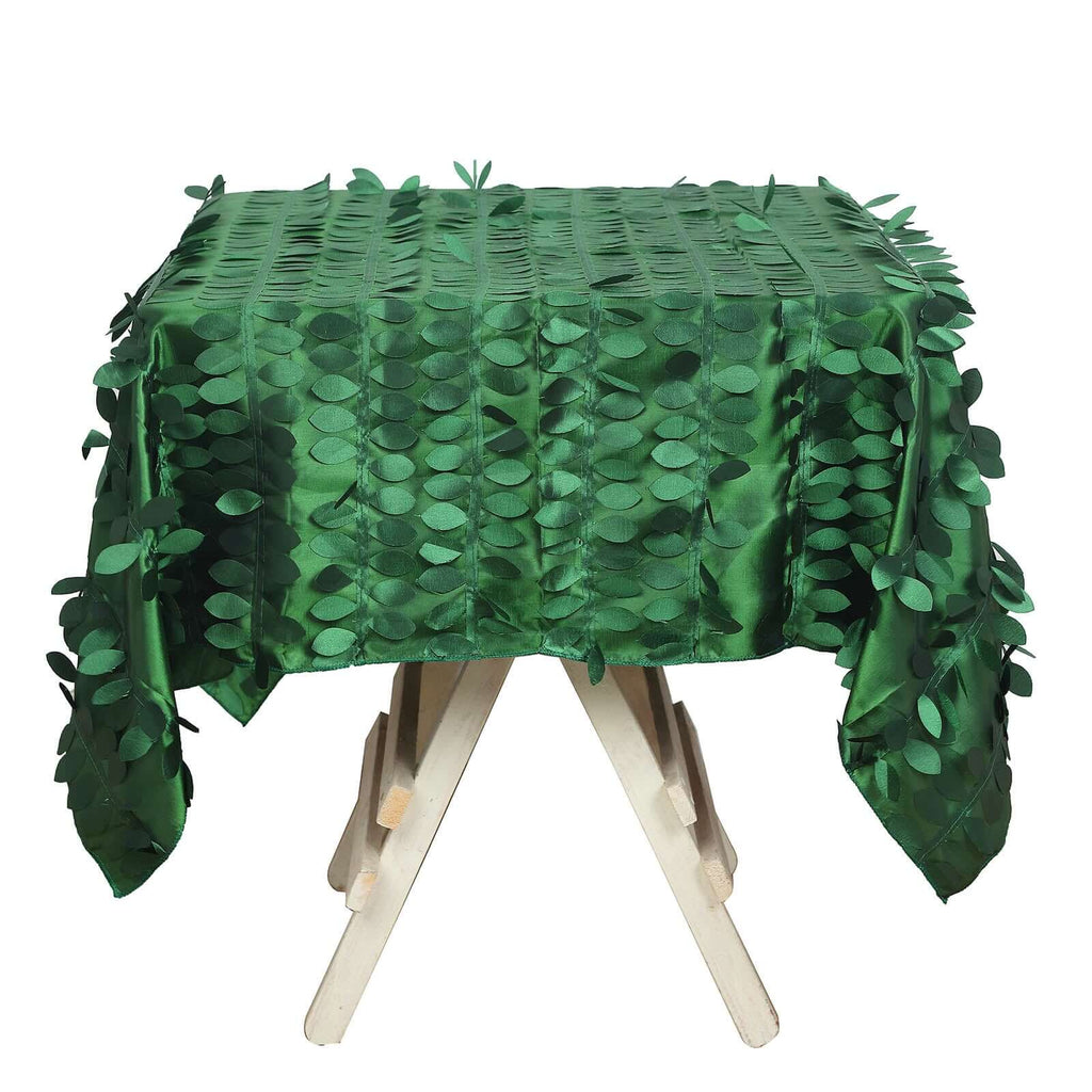 Taffeta 54"x54" Square Tablecloth Green 3D Leaf Petal Table Cover