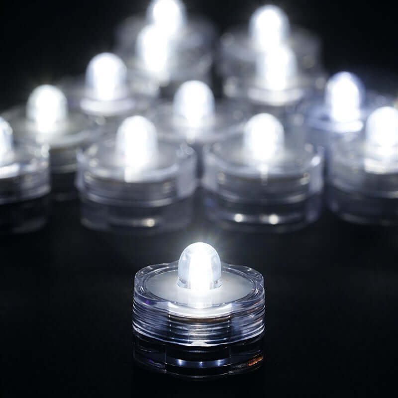12-Pack LED Lights Flower Design - Submersible Waterproof White Battery Operated
