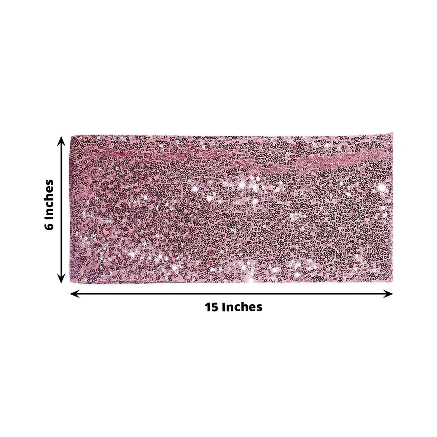 5 Pack Sequin Spandex Chair Sashes Rose Gold - Stretch Chair Bands 6"x15"