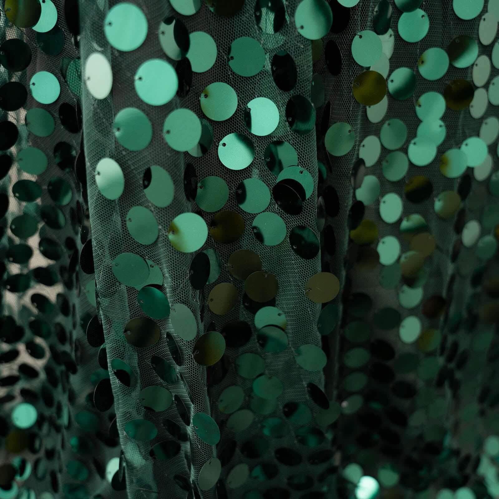 Sequin 90"x156" Rectangle Tablecloth Hunter Emerald Green - Seamless Big Payette Table Cover