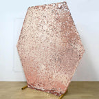 8ftx7ft Rose Gold Big Payette Sequin Sparkly Hexagon Backdrop Stand Cover