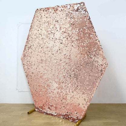 8ftx7ft Rose Gold Big Payette Sequin Sparkly Hexagon Backdrop Stand Cover