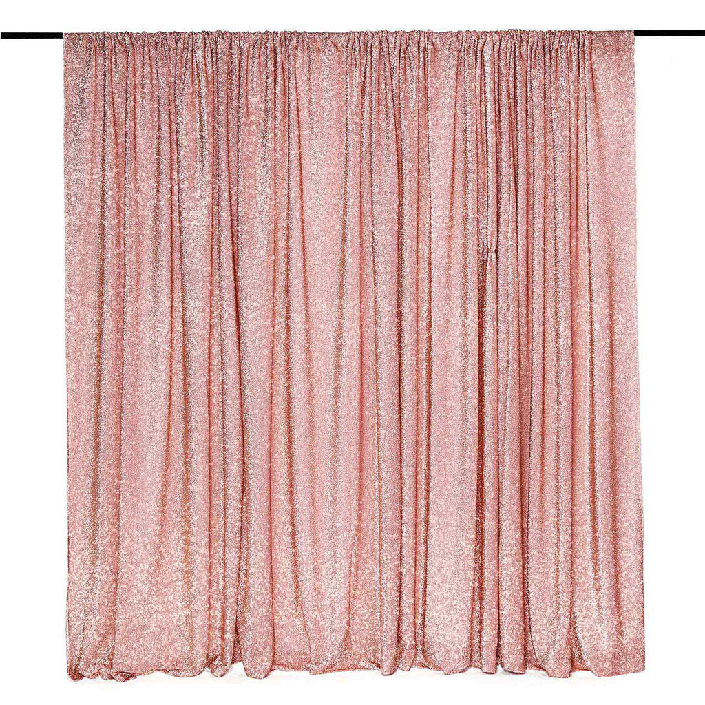 20ftx10ft Rose Gold Metallic Shimmer Tinsel Event Curtain Drapes, Backdrop Event Panel