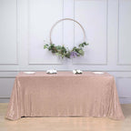 Sequin 90"x132" Rectangle Tablecloth Rose Gold - Seamless Sparkly Table Cover