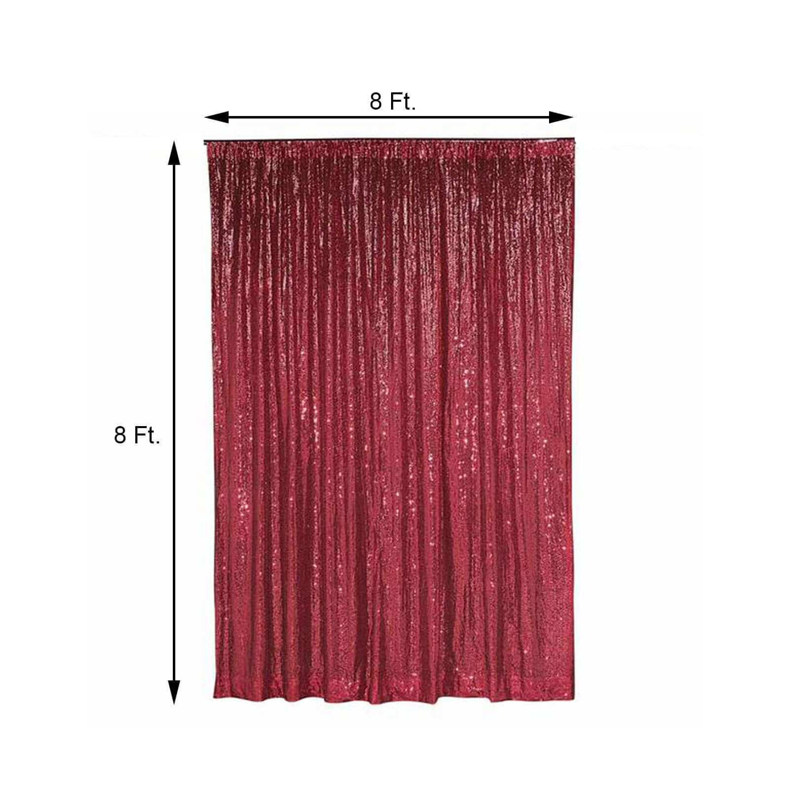 8ftx8ft Burgundy Sequin Event Curtain Drapes, Backdrop Event Panel