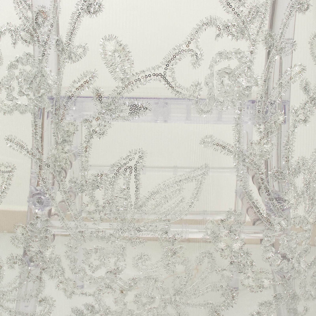 Organza Chiavari Chair Slipcover with Floral Sequin Embroidery White - Stylish Lace Chair Back Cover for Weddings