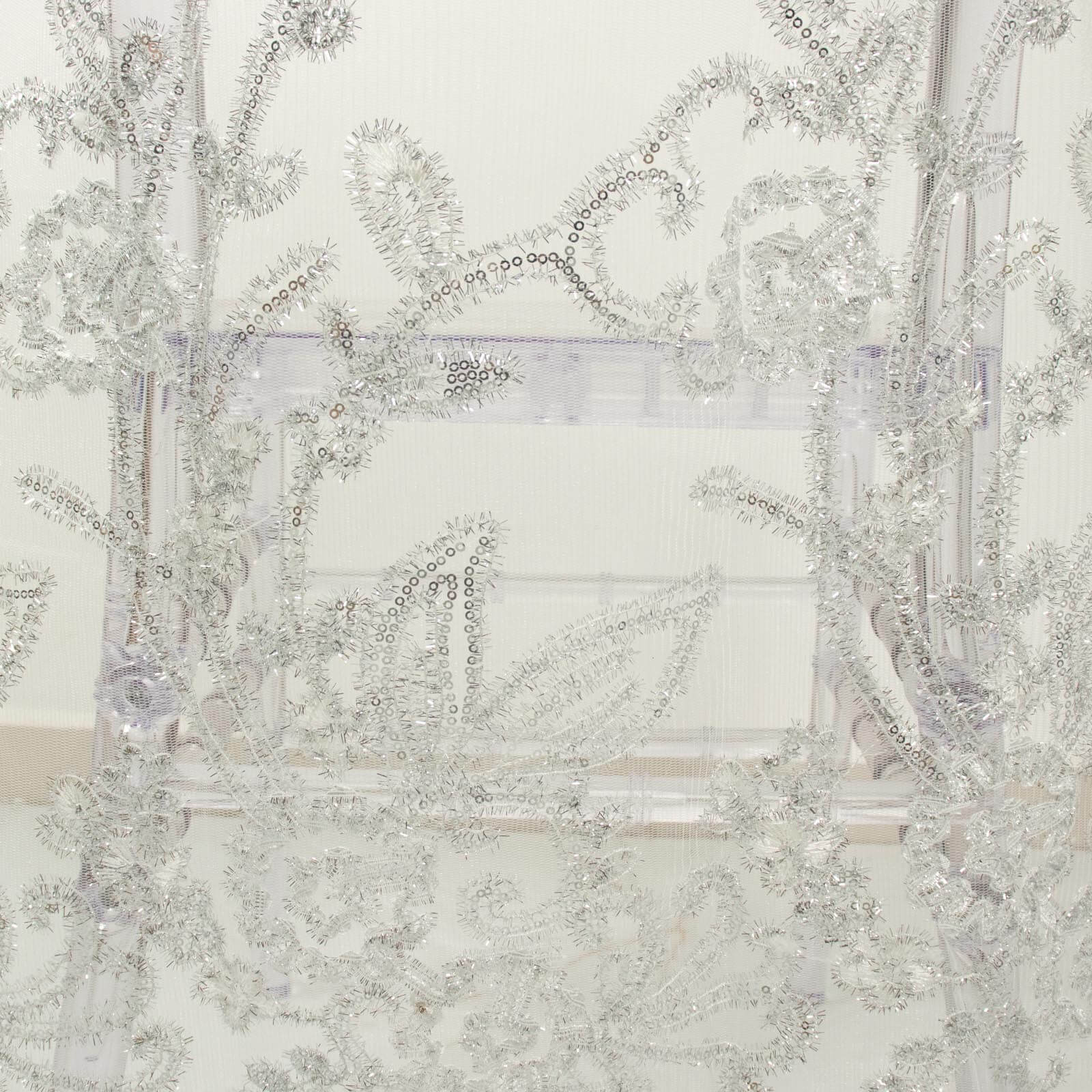 Organza Chiavari Chair Slipcover with Floral Sequin Embroidery White - Stylish Lace Chair Back Cover for Weddings