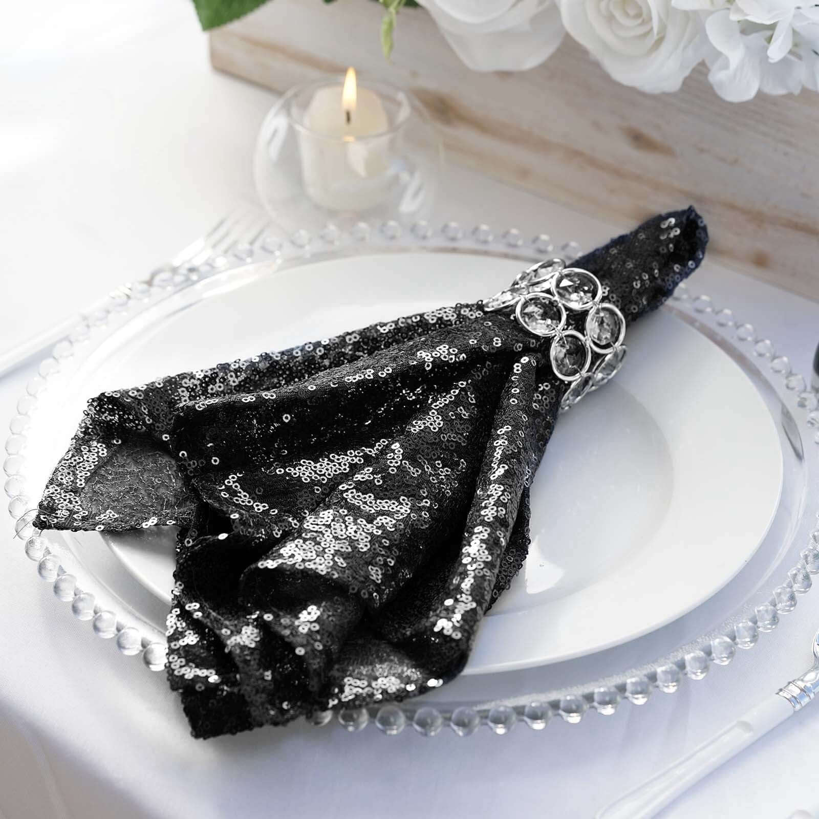 Sequin 20"x20" Napkin Black - Shimmering Dinner Napkin
