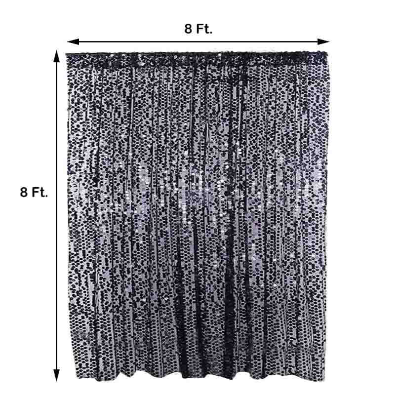 8ftx8ft Black Big Payette Sequin Event Curtain Drapes, Backdrop Event Panel