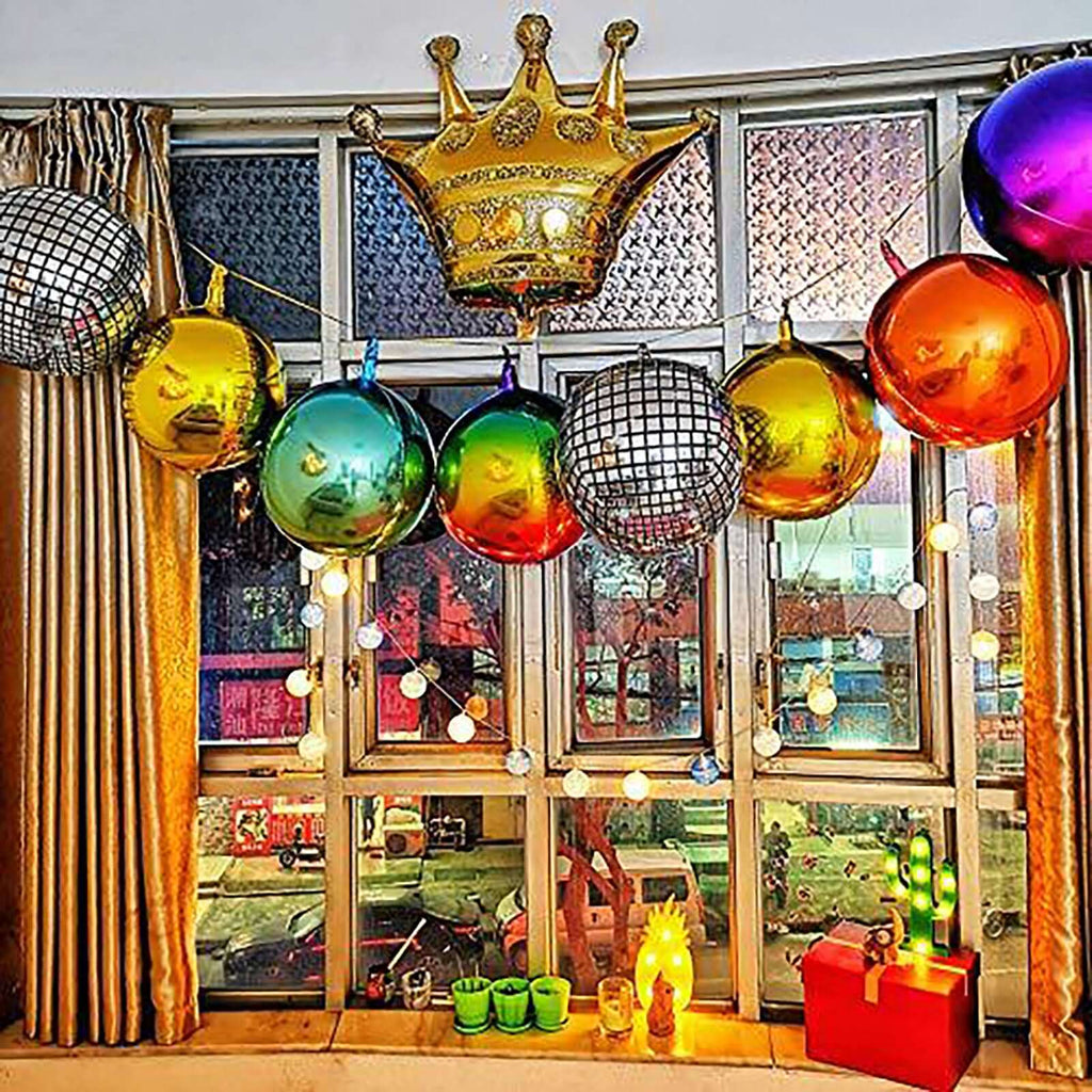 15" Mirrored Silver Disco Ball Mylar Reusable Foil Helium Air Balloon