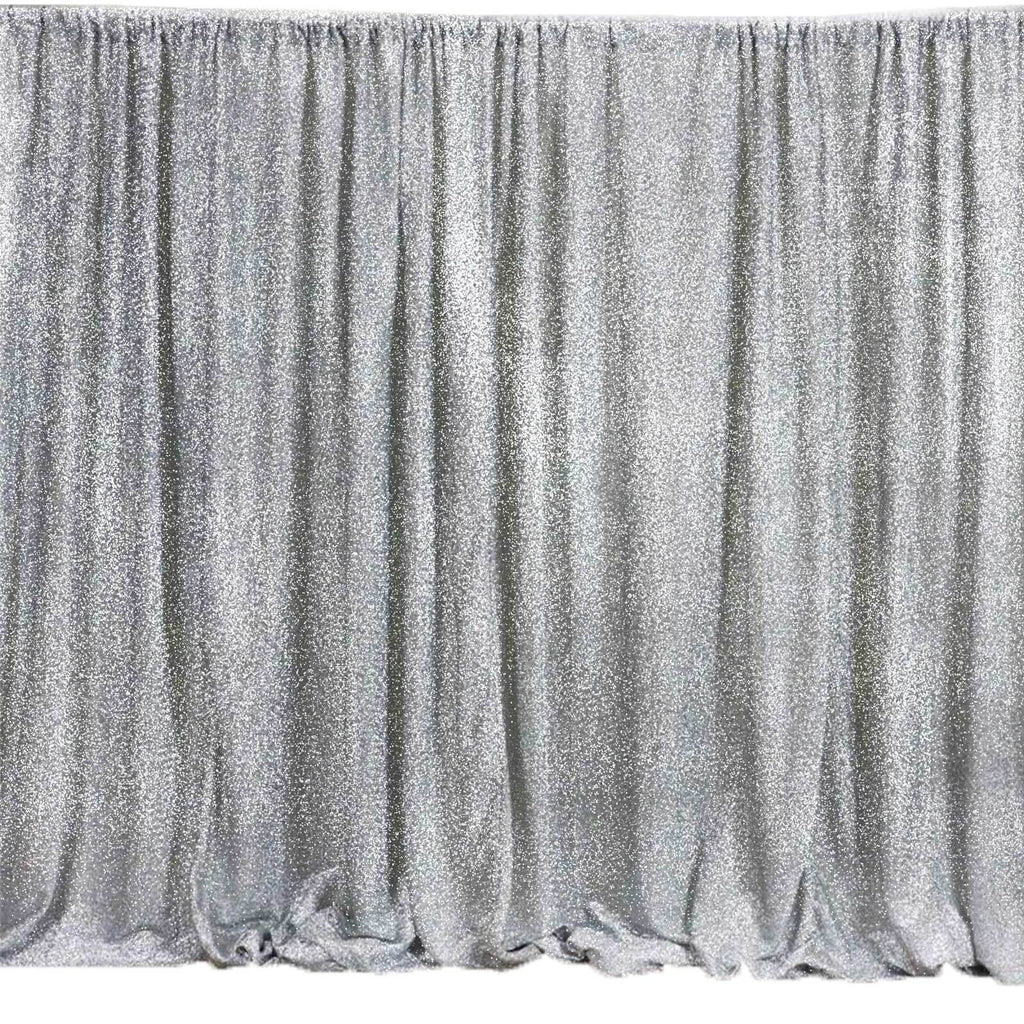 20ftx10ft Silver Metallic Shimmer Tinsel Event Curtain Drapes, Backdrop Event Panel