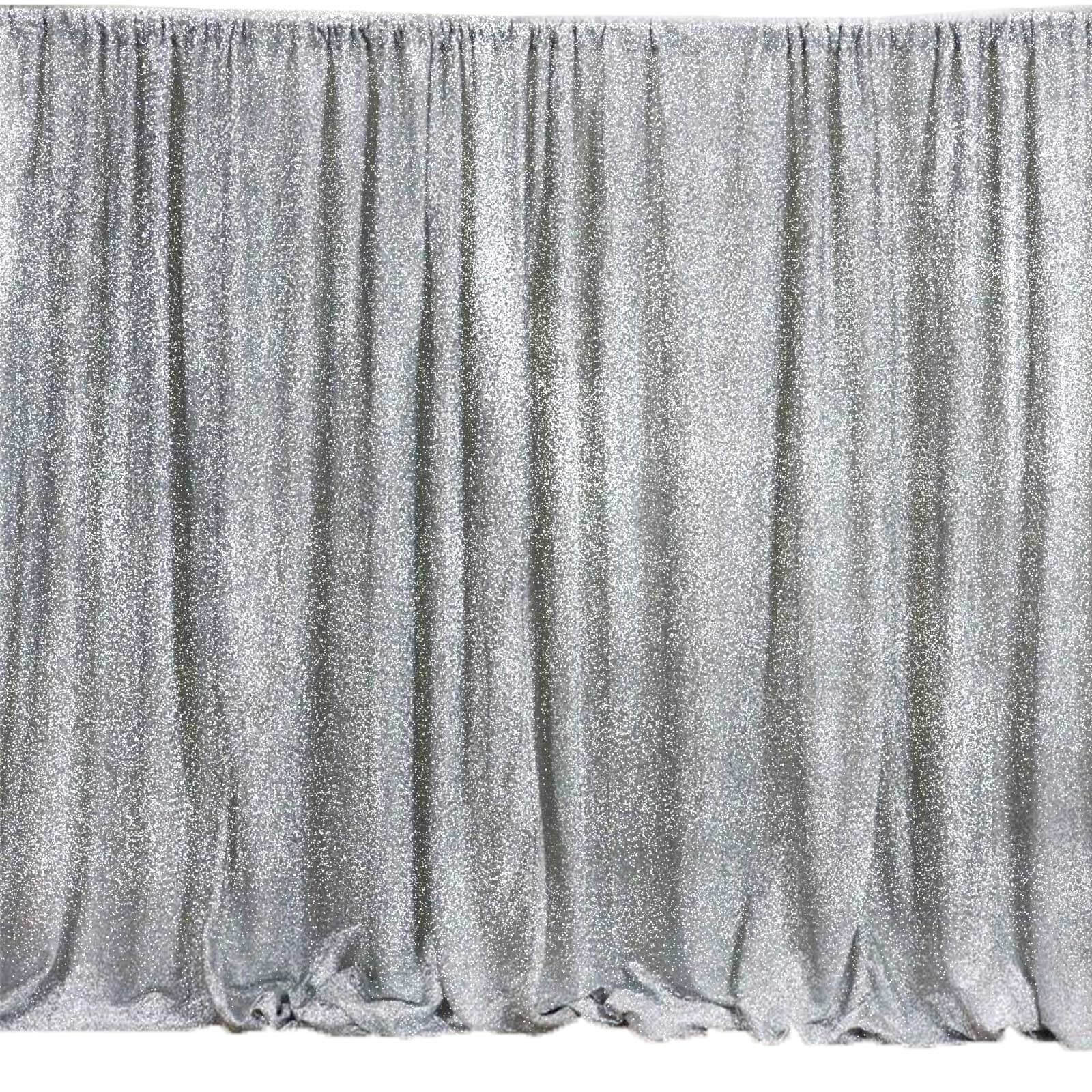 20ftx10ft Silver Metallic Shimmer Tinsel Event Curtain Drapes, Backdrop Event Panel