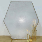 8ftx7ft Metallic Silver Shiny Sequin Hexagon Backdrop Stand Cover, Shiny Sparkle 2-Sided Custom Fit Wedding Arch Cover