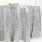 Sequin 120" Round Tablecloth Silver - Seamless Glittering Table Cover