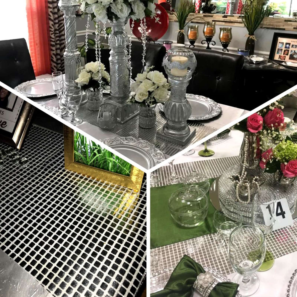 Mirror Foil 12"x108" Table Runner Silver - Shiny Metallic Party Table Decor