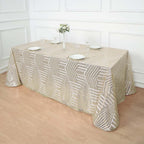 Sequin 90"x132" Rectangle Tablecloth Champagne - Seamless Diamond Design Table Cover