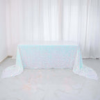 Sequin 90"x156" Rectangle Tablecloth Iridescent Blue - Seamless Big Payette Table Cover