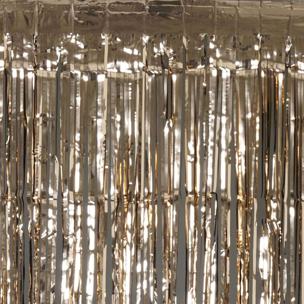 8ft Champagne Metallic Tinsel Foil Fringe Doorway Curtain Party Backdrop